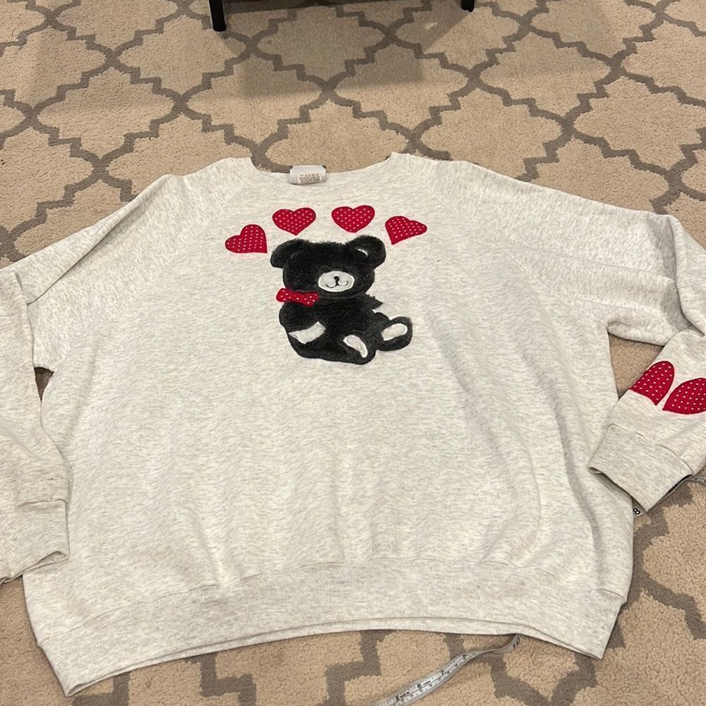 VTG Lee made in USA crew neck sweatshirt size 3X 3d‎ plush bear on front with